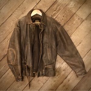 Vintage genuine leather motorcycle jacket